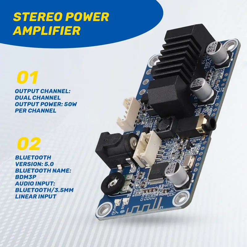 TPA3116 Bluetooth 5.0 Power Amplifier Stereo 2X50W 3.5Mm Input Supports DSP Tuning Tuning DC12V-24V Durable
TPA3116 Bluetooth 5.0 Power Amplifier Stereo 2X50W 3.5Mm Input Supports DSP Tuning Tuning DC12V-24V Durable