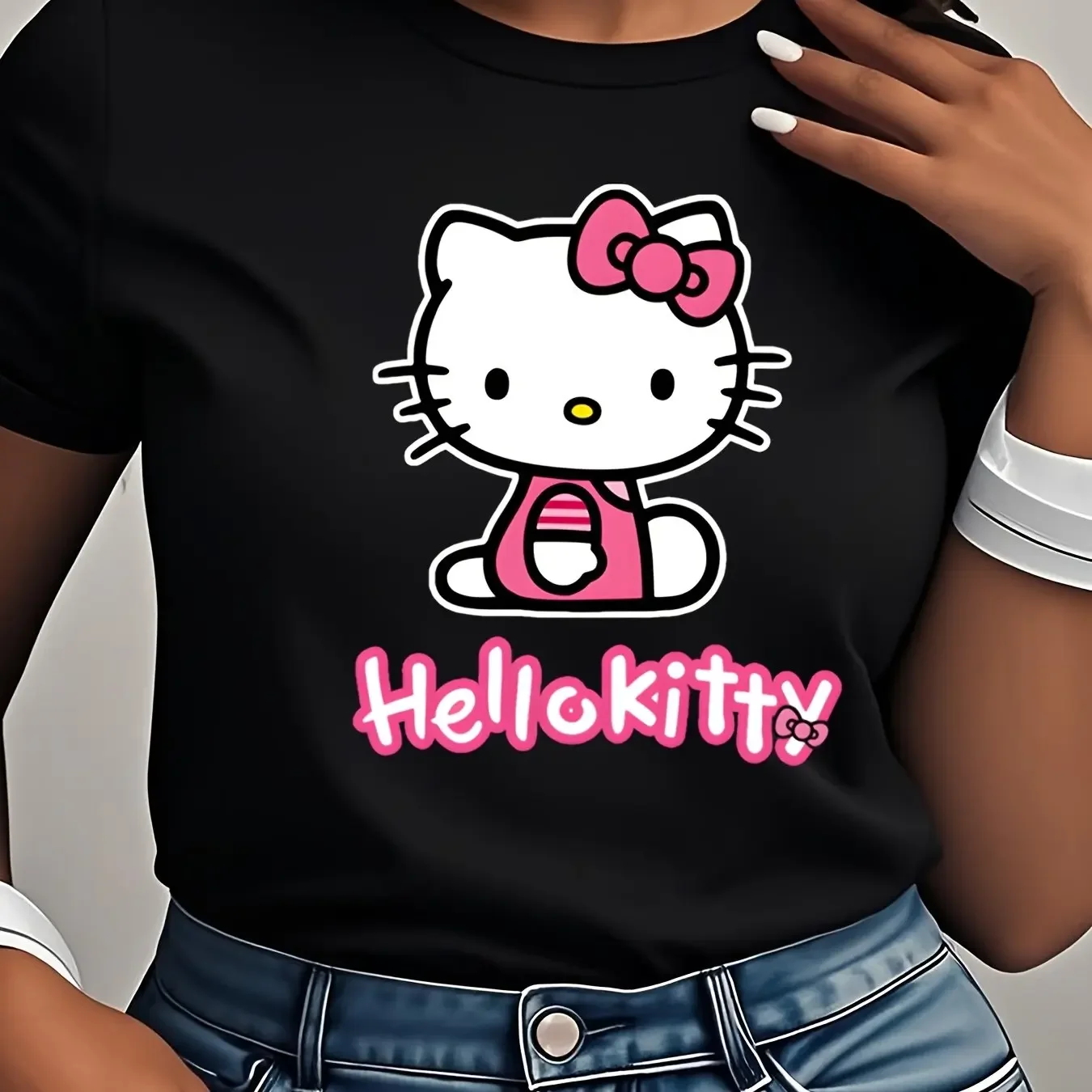 Summer New Original Super Cute Sanrio Hello Kitty Printed Women's Plus Size T-shirt Y2K Loose Casual Versatile Short Sleeve Top
Summer New Original Super Cute Sanrio Hello Kitty Printed Women's Plus Size T-shirt Y2K Loose Casual Versatile Short Sleeve Top