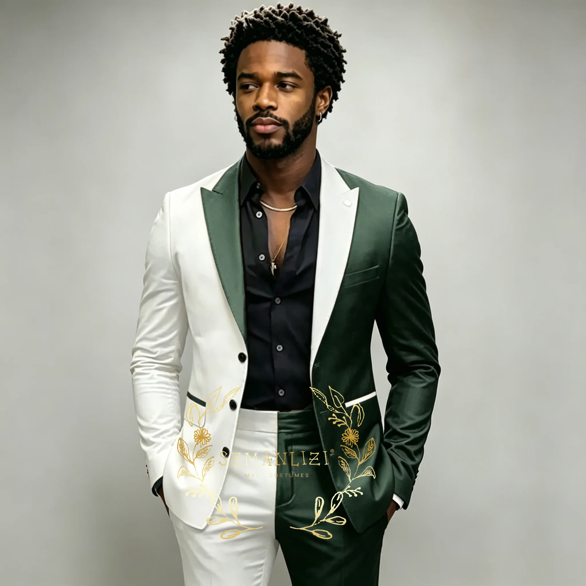 White And Dark Green Men Suits Blazers Sets Slim Fit Tuxedo Groom Suit Wedding Party Prom Formal Groomsmen 2 Piece Jacket Pants
White And Dark Green Men Suits Blazers Sets Slim Fit Tuxedo Groom Suit Wedding Party Prom Formal Groomsmen 2 Piece Jacket Pants