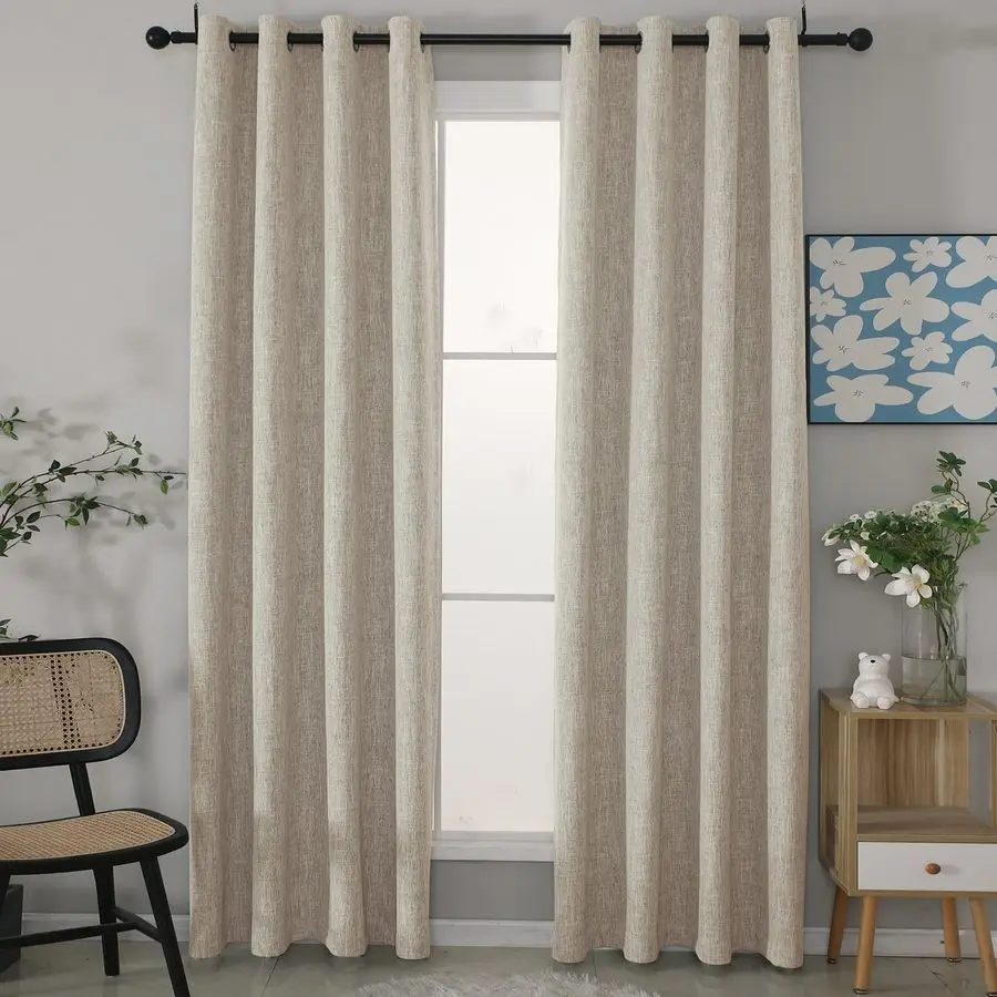 Faux Linen Knotted Texture Blackout Curtains 100 Light Blocking, Noise Reducing Triple Layer Fabric Grommets Top for Bedroom, Se
Faux Linen Knotted Texture Blackout Curtains 100 Light Blocking, Noise Reducing Triple Layer Fabric Grommets Top for Bedroom, Se