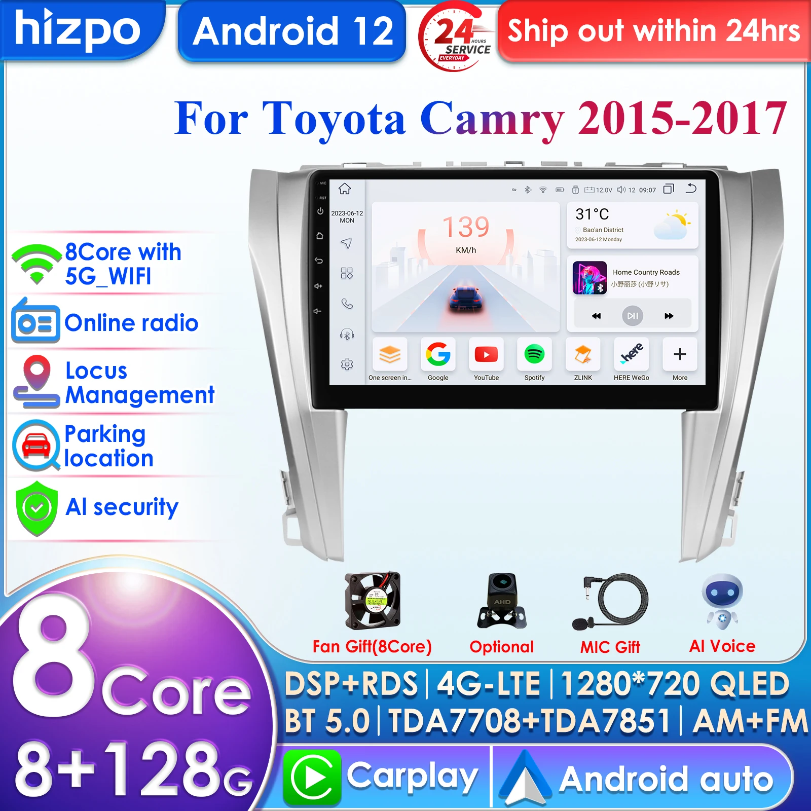 Hizpo Carplay 4G 10.1''For Toyota Camry 2015 2016 2017 Car Radio Multimedia Video Player Navigation Stereo Android No 2din 2 din
Hizpo Carplay 4G 10.1''For Toyota Camry 2015 2016 2017 Car Radio Multimedia Video Player Navigation Stereo Android No 2din 2 din