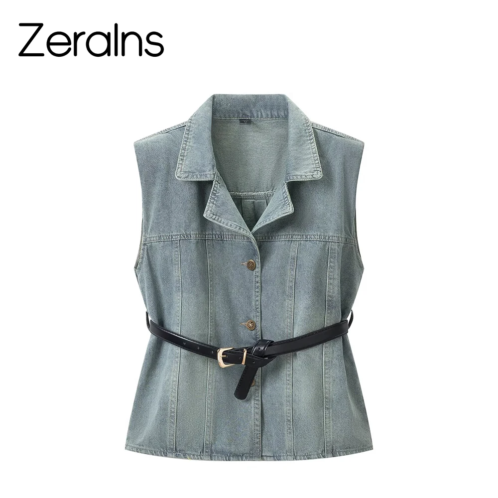 ZERAINS Korean style denim vest women's 26 summer waist belt style retro washed and worn sleeveless vest versatile top
ZERAINS Korean style denim vest women's 26 summer waist belt style retro washed and worn sleeveless vest versatile top