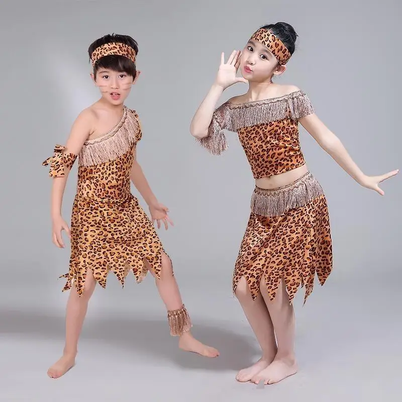 Indian Costume Cosplay Kid African Clothes For Kids Girls Halloween Leopard Print Dress For Boys Children Show Stage Performance
Indian Costume Cosplay Kid African Clothes For Kids Girls Halloween Leopard Print Dress For Boys Children Show Stage Performance