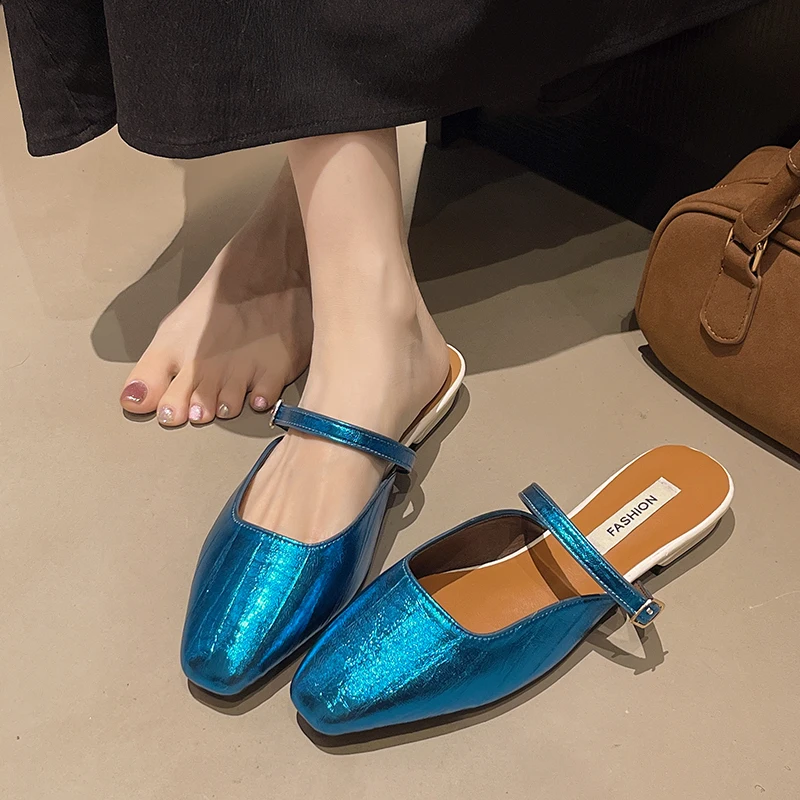 Mules Low Heels Women Square-toe Slingback Slippers Blue Shoes Women 2025 New Sandals Summer Fashion Buckle Chunky Slides Shoes
Mules Low Heels Women Square-toe Slingback Slippers Blue Shoes Women 2025 New Sandals Summer Fashion Buckle Chunky Slides Shoes