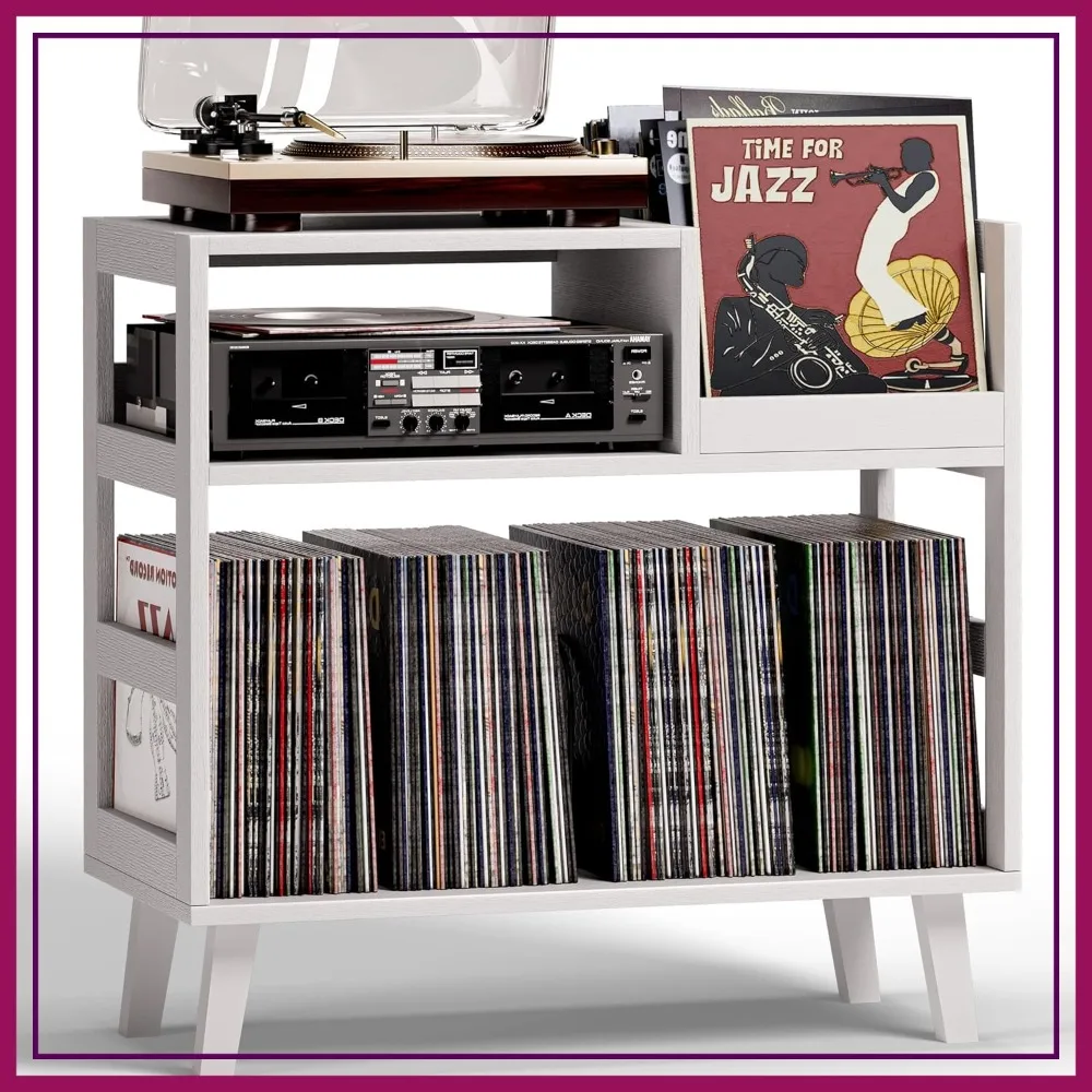 Mid-Century Turntable Stand with Vinyl Storage, Holds 150+ Albums, Metal Dividers, Wood Media Console for Living Room
Mid-Century Turntable Stand with Vinyl Storage, Holds 150+ Albums, Metal Dividers, Wood Media Console for Living Room