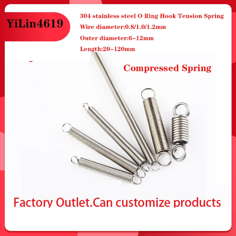 304 Stainless O Ring Hook Coil Cylindroid Helical Pullback Extension Tension Spring Steel Wire Diameter 0.8mm 1.0mm 12.mm
304 Stainless O Ring Hook Coil Cylindroid Helical Pullback Extension Tension Spring Steel Wire Diameter 0.8mm 1.0mm 12.mm