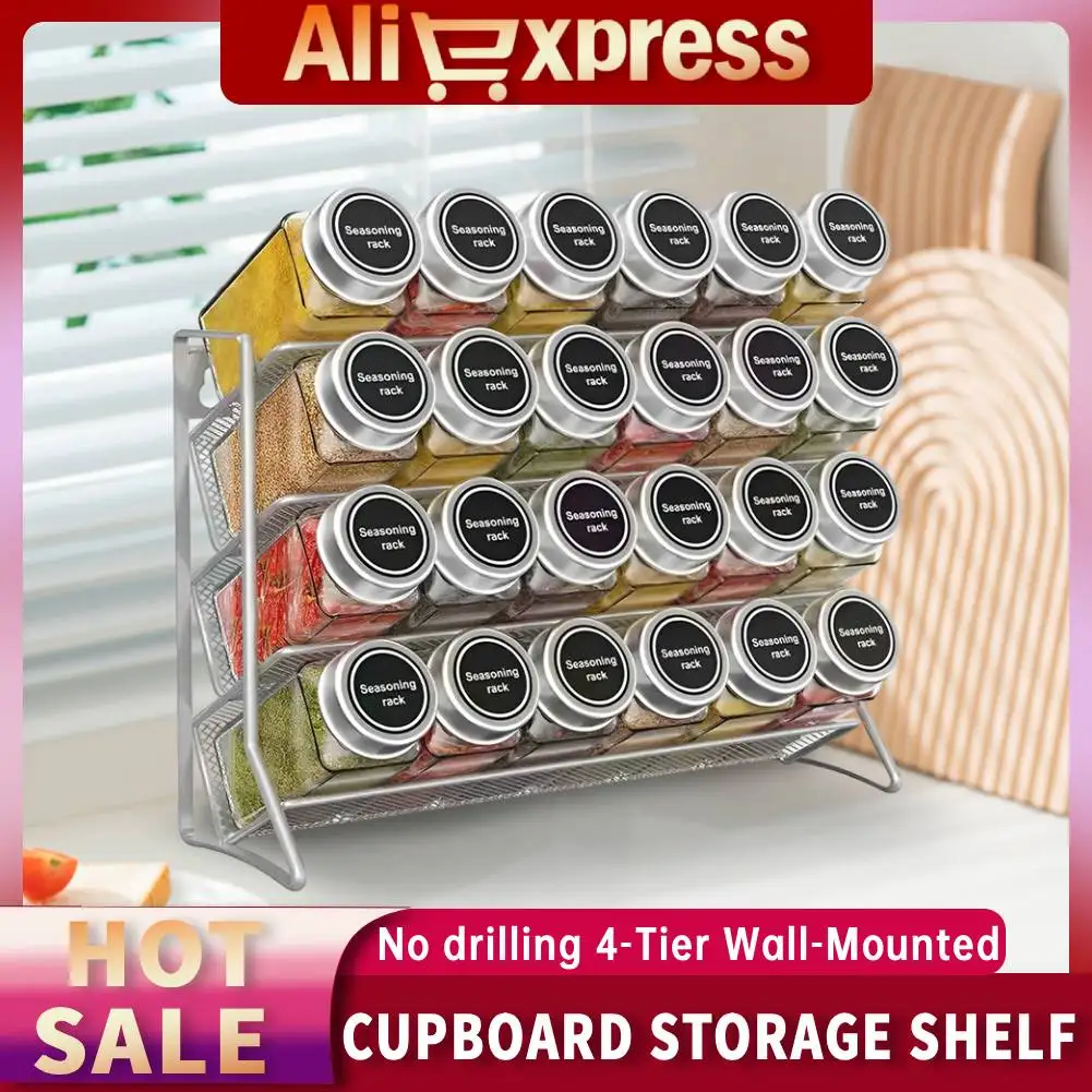 4-Tier Spice Rack Storage Rack Carbon Steel Cupboard Storage Shelf Non-Slip Spice Seasoning Organizer Space Saving Kitchen Tools
4-Tier Spice Rack Storage Rack Carbon Steel Cupboard Storage Shelf Non-Slip Spice Seasoning Organizer Space Saving Kitchen Tools