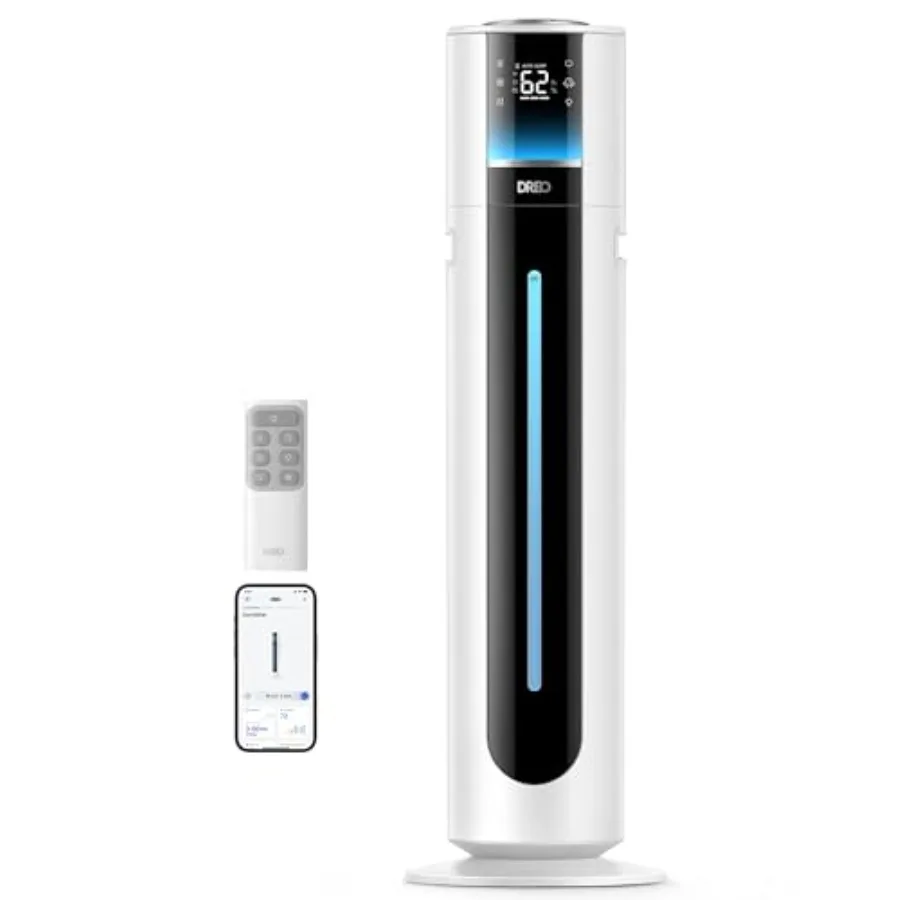 Large room humidifier for bedroom, 11L capacity, white, quiet 21dB operation with smart app/remote control, top-fill design, cl
Large room humidifier for bedroom, 11L capacity, white, quiet 21dB operation with smart app/remote control, top-fill design, cl