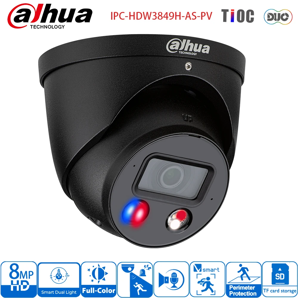 Dahua Black 8MP 4K Color Outdoor IP Camera IPC-HDW3849H-AS-PV with Speaker Siren Light Active Deterrence
Dahua Black 8MP 4K Color Outdoor IP Camera IPC-HDW3849H-AS-PV with Speaker Siren Light Active Deterrence