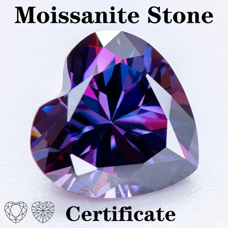 Moissanite Stone Imperial Purple Color Heart Shape VVS1 with GRA Certificate Pass Diamond Tester Charms Jewelry Making Materials
Moissanite Stone Imperial Purple Color Heart Shape VVS1 with GRA Certificate Pass Diamond Tester Charms Jewelry Making Materials