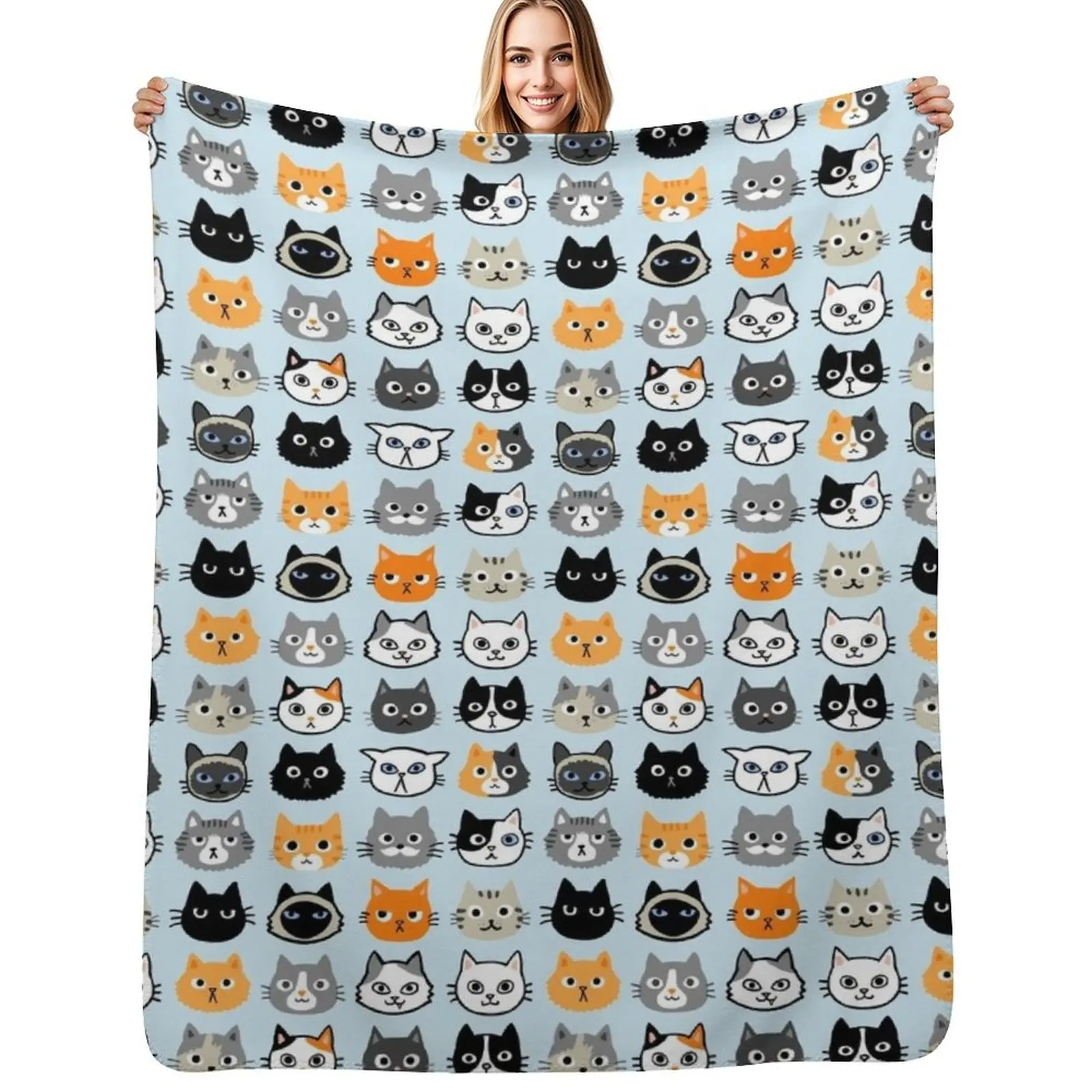 Assorted Cat Faces Cute Quirky Kitty Cat Drawings Throw Blanket Ultra Soft Flannel Fleece Blanket for All Seasons
Assorted Cat Faces Cute Quirky Kitty Cat Drawings Throw Blanket Ultra Soft Flannel Fleece Blanket for All Seasons