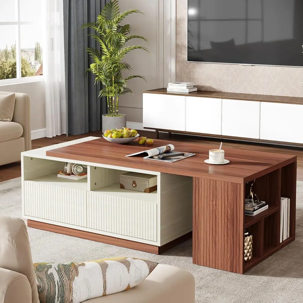 Exble Coee Table with 2 Storage Ders, Reversible Living Room Table with Shelves and Adjustable Top, Large Center Table or Living
Exble Coee Table with 2 Storage Ders, Reversible Living Room Table with Shelves and Adjustable Top, Large Center Table or Living