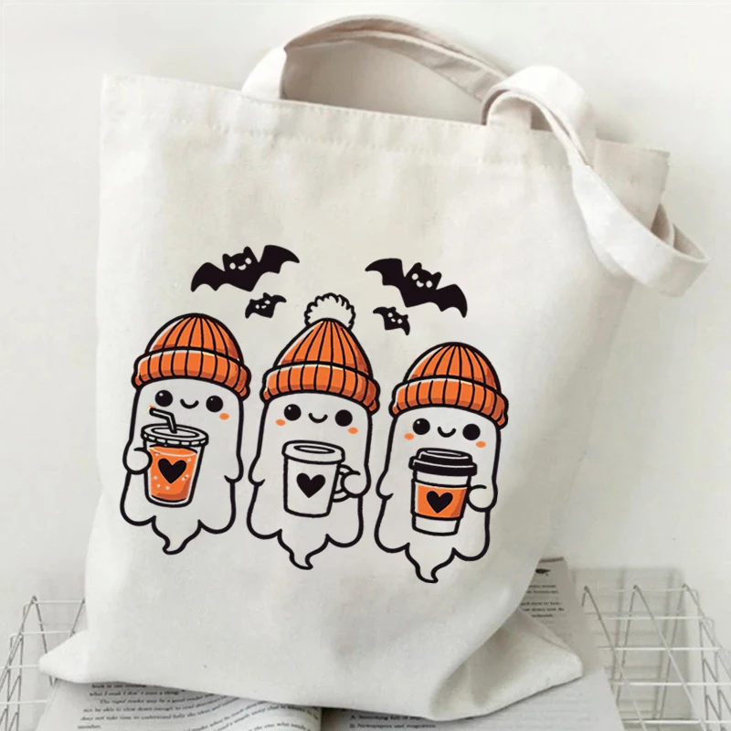 Shoulder Bag Cute Coffee Ghosts Canvas Tote Bag Women Halloween Ghost Shopping Bag Student Cartoon Style Female Reusable Handbag
Shoulder Bag Cute Coffee Ghosts Canvas Tote Bag Women Halloween Ghost Shopping Bag Student Cartoon Style Female Reusable Handbag