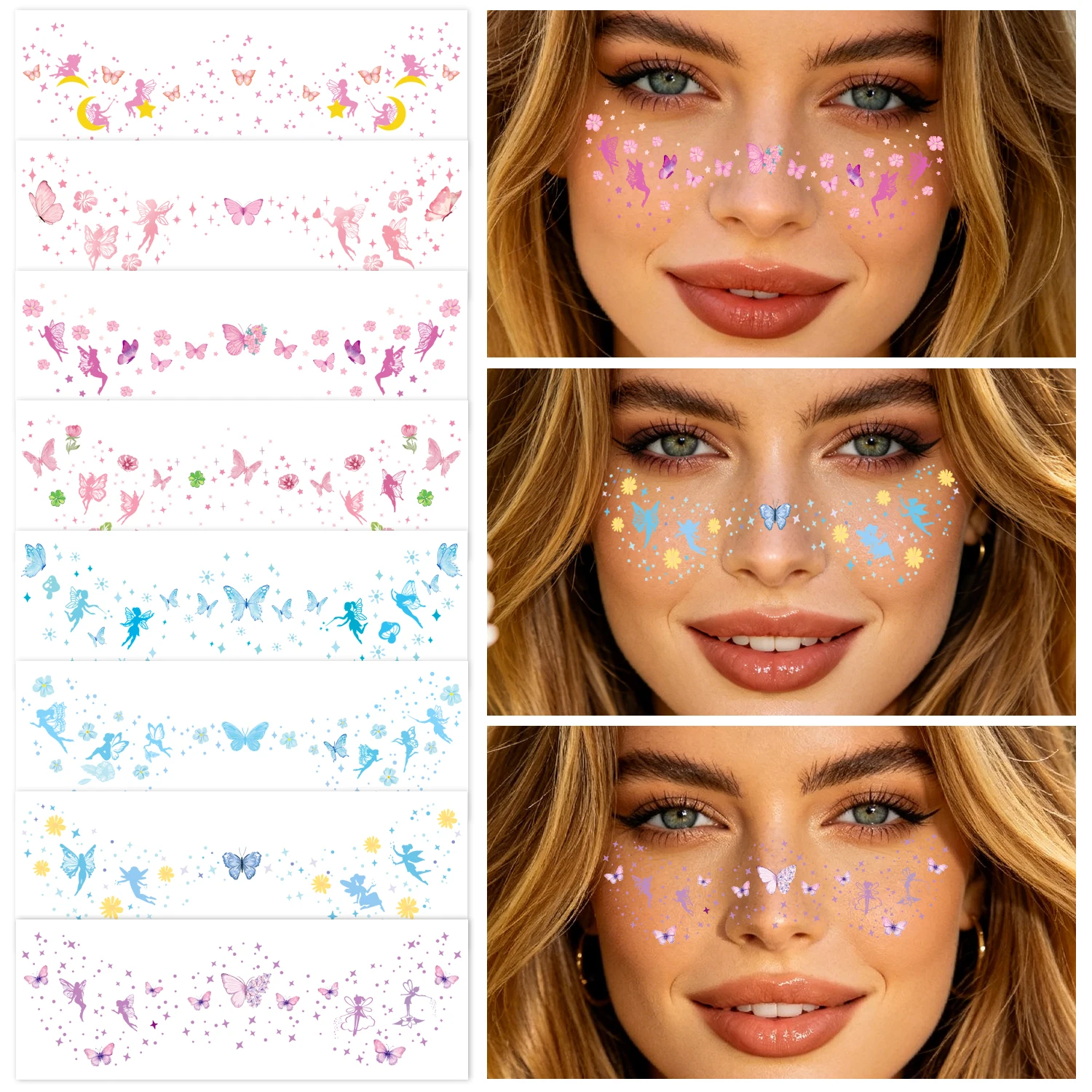 8 Sheets Butterfly Fairy Freckles Temporary Tattoos - Vibrant Colorful Butterfly Designs with Floral & Star Accents,Face Tattoos
8 Sheets Butterfly Fairy Freckles Temporary Tattoos - Vibrant Colorful Butterfly Designs with Floral & Star Accents,Face Tattoos