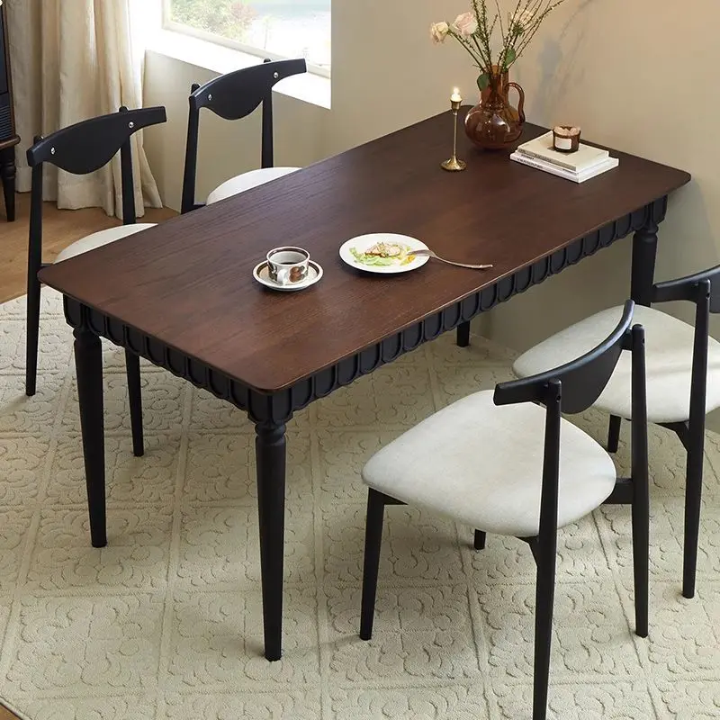 American retro solid wood dining table French small apartment household light luxury dining table modern simple rectangular desk
American retro solid wood dining table French small apartment household light luxury dining table modern simple rectangular desk