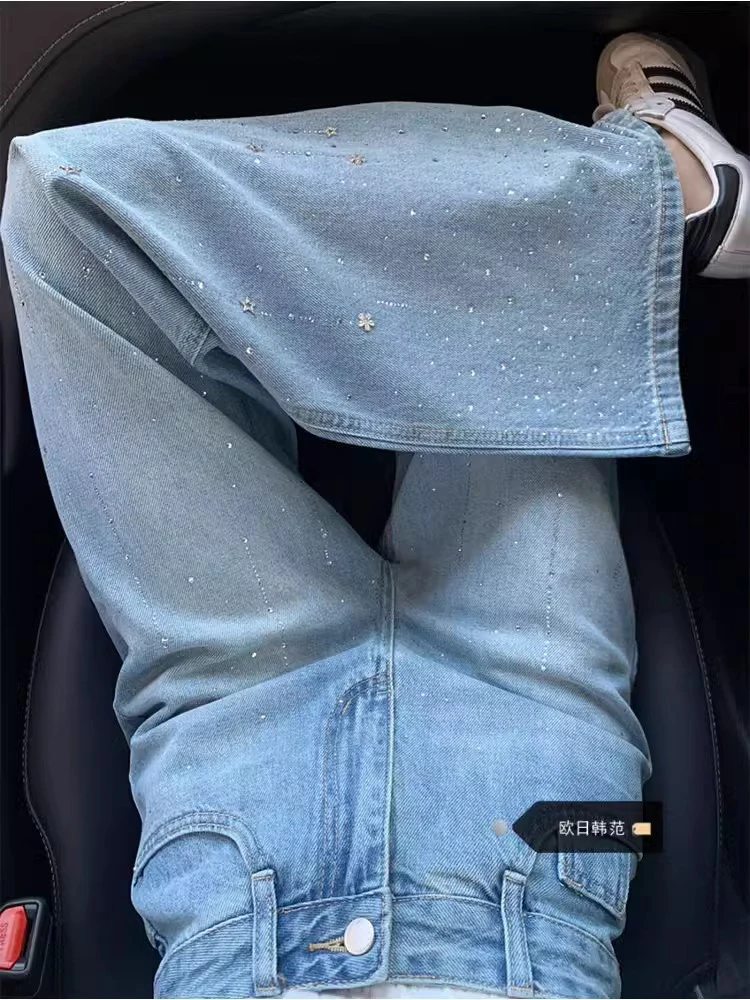 WCFCX STUDIO Retro Niche Design Wide Leg Jeans Women 2025 Summer New Fashion Rhinestone Straight Denim Pants Casual Trousers
WCFCX STUDIO Retro Niche Design Wide Leg Jeans Women 2025 Summer New Fashion Rhinestone Straight Denim Pants Casual Trousers