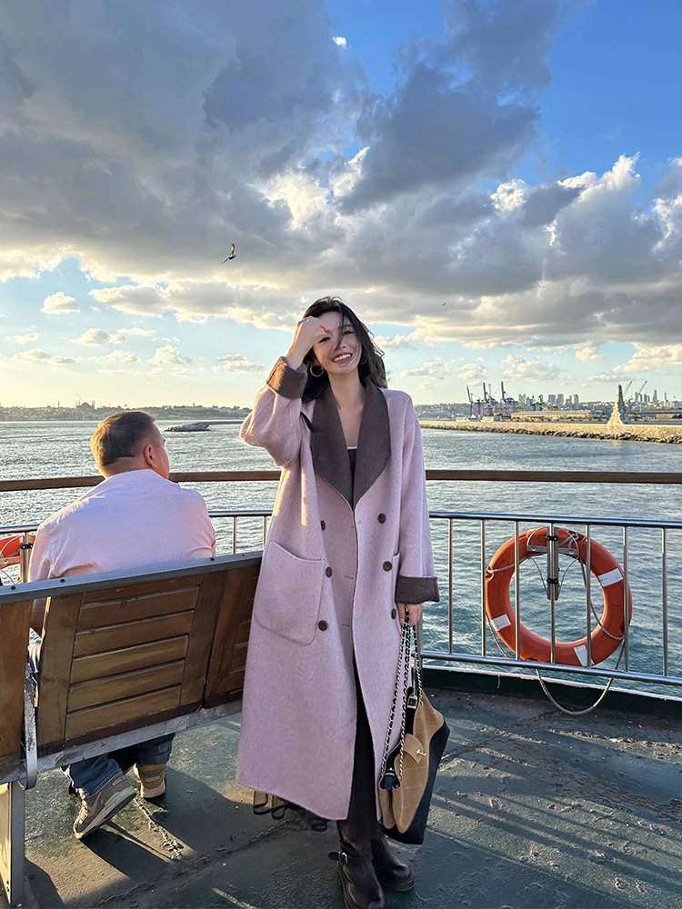 ZQ Double-Faced Woolen Coat for Women Soft Pink Australian Wool Outerwear Ele Feel Commute Sle Long Length Thiened
ZQ Double-Faced Woolen Coat for Women Soft Pink Australian Wool Outerwear Ele Feel Commute Sle Long Length Thiened