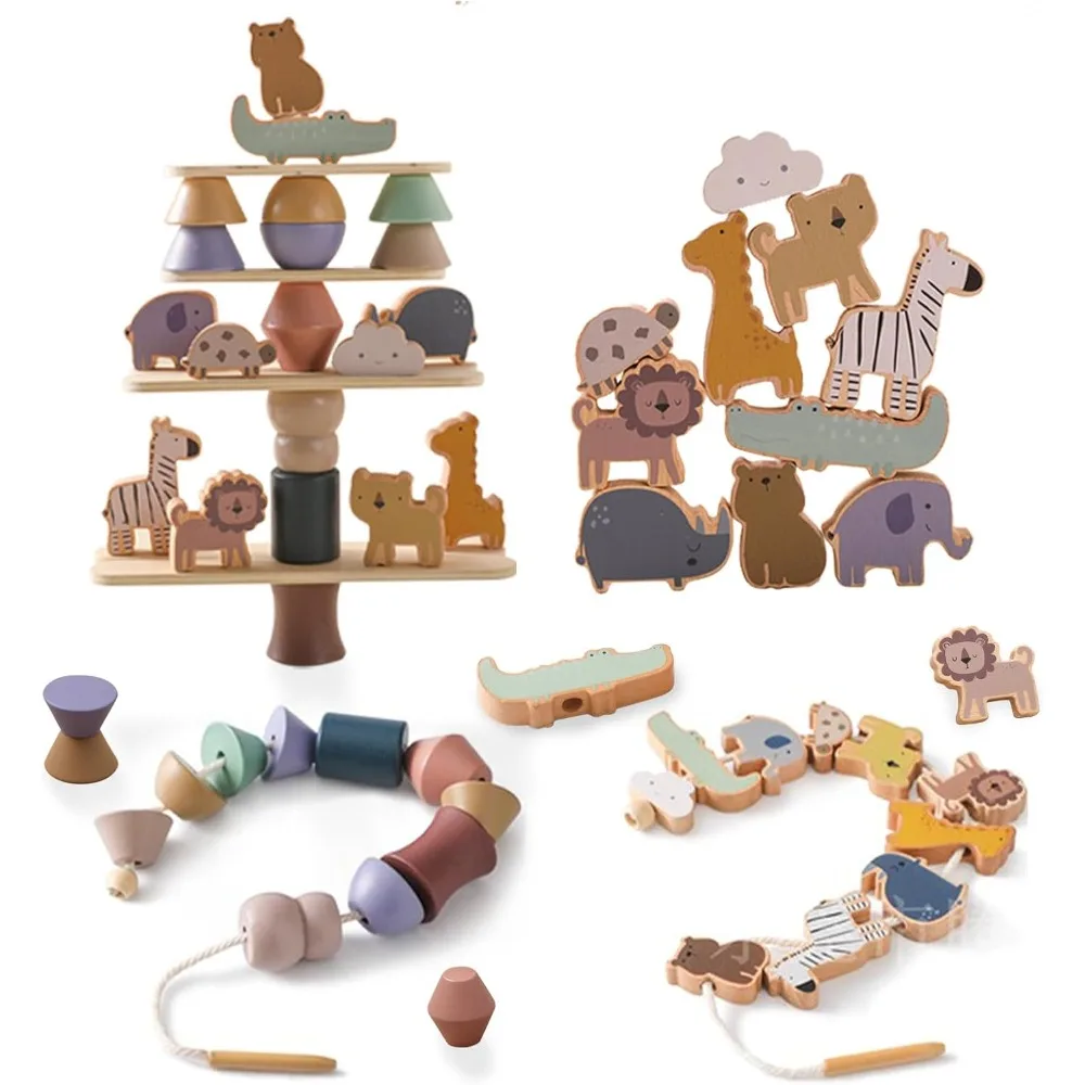 Wooden Animals Threading Toy, Lacing Beads for Toddlers Stacking Blocks Balance Toy, Montessori Educational Toy for Boys & Girls
Wooden Animals Threading Toy, Lacing Beads for Toddlers Stacking Blocks Balance Toy, Montessori Educational Toy for Boys & Girls