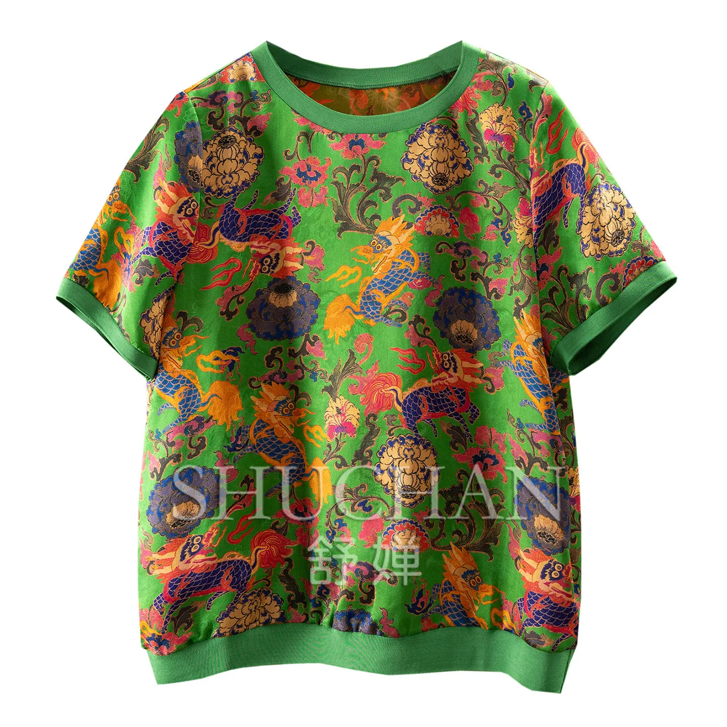 100% Natural Silk Blouse Women Summer Fragrant Cloud Yarn Unicorn Treasure Short-sleeved Shirt Women 64L8
100% Natural Silk Blouse Women Summer Fragrant Cloud Yarn Unicorn Treasure Short-sleeved Shirt Women 64L8