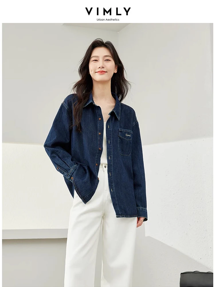 Vimly Retro Polo Collar Casual Loose Denim Shirts 2024 Spring New Cotton Washed Button Up Drop Sleeve Jean Blouse Women M5101
Vimly Retro Polo Collar Casual Loose Denim Shirts 2024 Spring New Cotton Washed Button Up Drop Sleeve Jean Blouse Women M5101
