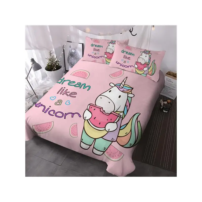 3-Piece Unicorn Watermelon Duvet Cover Set for Queen Size Comforter in Pink, Soft Bedding for Kids and Teens.
3-Piece Unicorn Watermelon Duvet Cover Set for Queen Size Comforter in Pink, Soft Bedding for Kids and Teens.