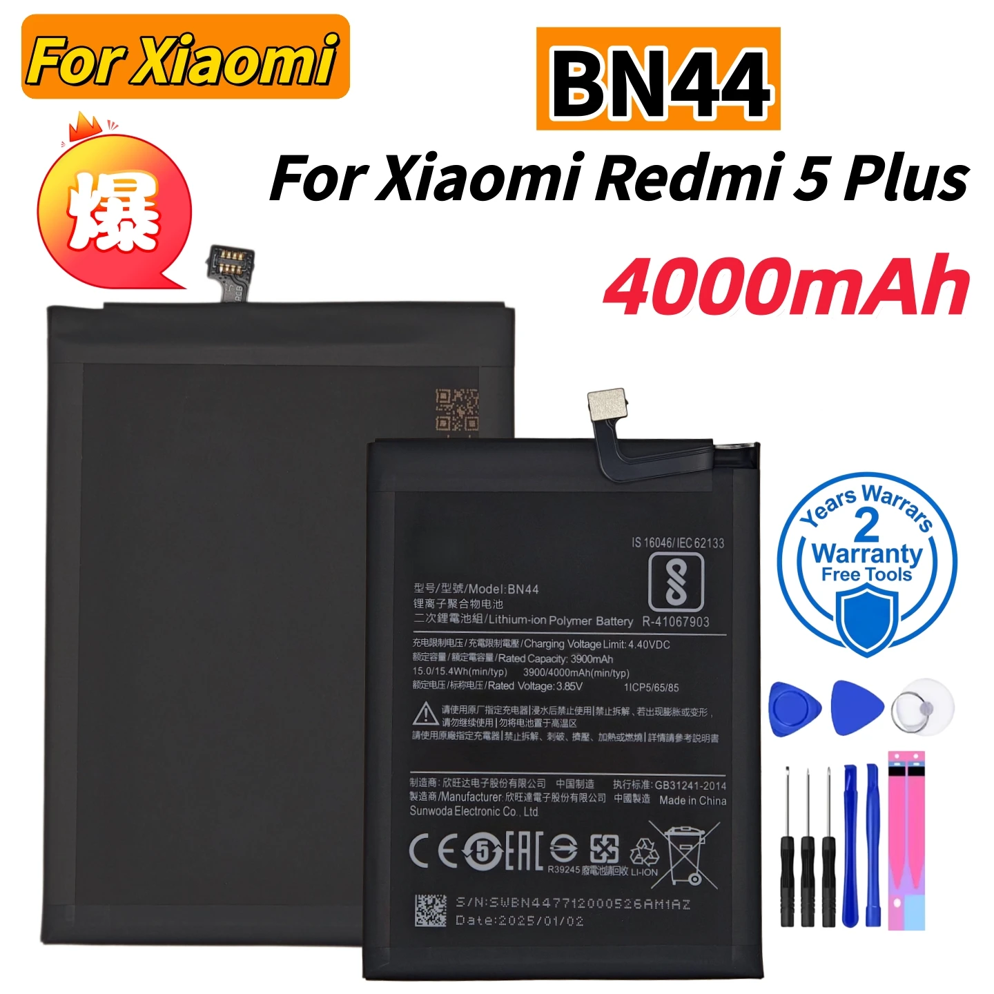 High Quality For Xiao mi Lithium Battery BN44 For Xiaomi Redmi 5 Plus 5Plus 4000mAh Mobile Phone Battery Bateria
High Quality For Xiao mi Lithium Battery BN44 For Xiaomi Redmi 5 Plus 5Plus 4000mAh Mobile Phone Battery Bateria