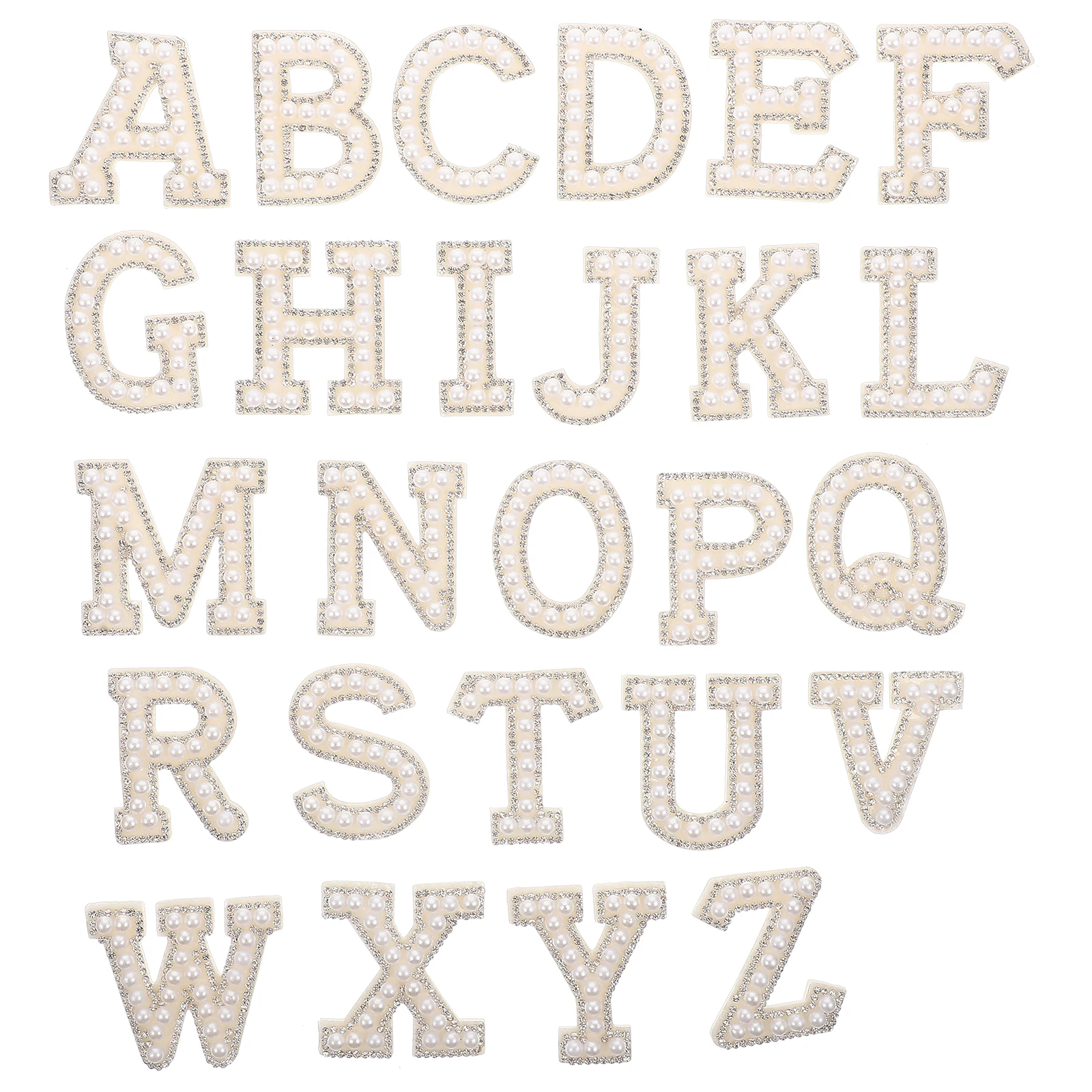 26pcs Pearl Letter Patches Iron On Appliques Polyester Embroidered Repair Alphabet Stickers Sewing Accessories Clothing 
26pcs Pearl Letter Patches Iron On Appliques Polyester Embroidered Repair Alphabet Stickers Sewing Accessories Clothing