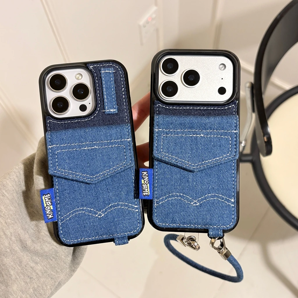 Stylish Retro Design Blue Denim Fabric Card Case Lanyard Shockproof Protective Phone Cover Case for iPhone 17 16 15 14 Pro Max
Stylish Retro Design Blue Denim Fabric Card Case Lanyard Shockproof Protective Phone Cover Case for iPhone 17 16 15 14 Pro Max