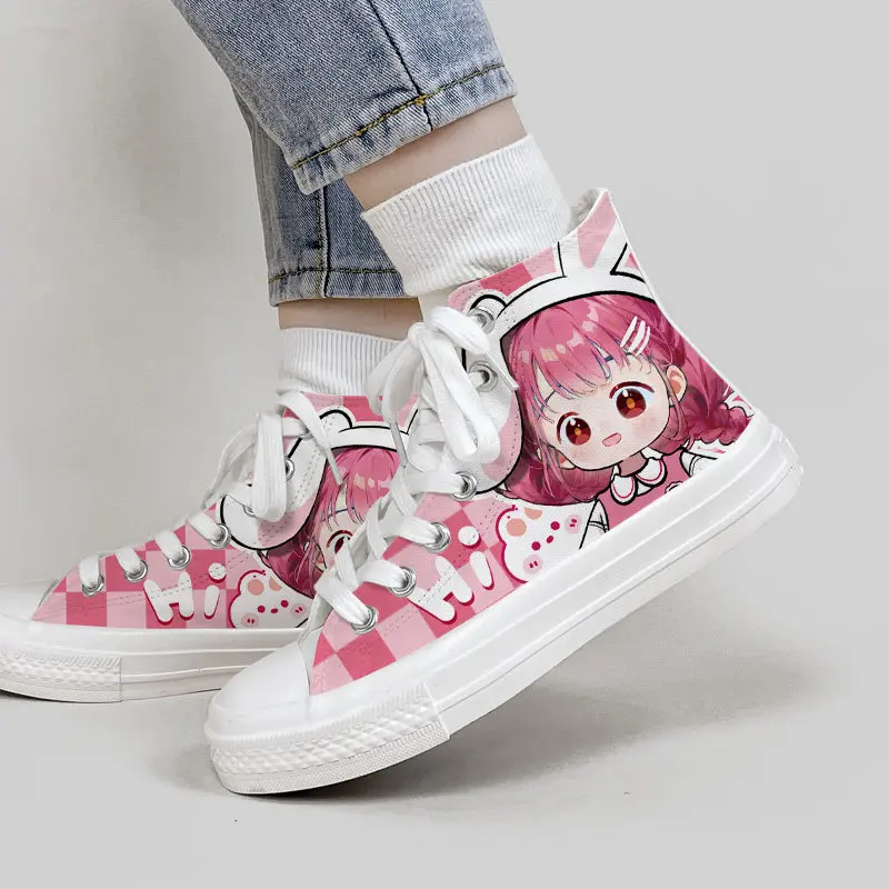 Cute Cartoon Anime Girl Print High-top Canvas Shoes For Women Pink Checkered Casual Sneakers For Students
Cute Cartoon Anime Girl Print High-top Canvas Shoes For Women Pink Checkered Casual Sneakers For Students