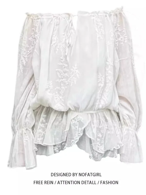 plus Size Women's Gentle Style One Shoulder Lantern Sleeve Shirt White Spring New Arrival Korean Version Loose Fit Long Sleeve
plus Size Women's Gentle Style One Shoulder Lantern Sleeve Shirt White Spring New Arrival Korean Version Loose Fit Long Sleeve
