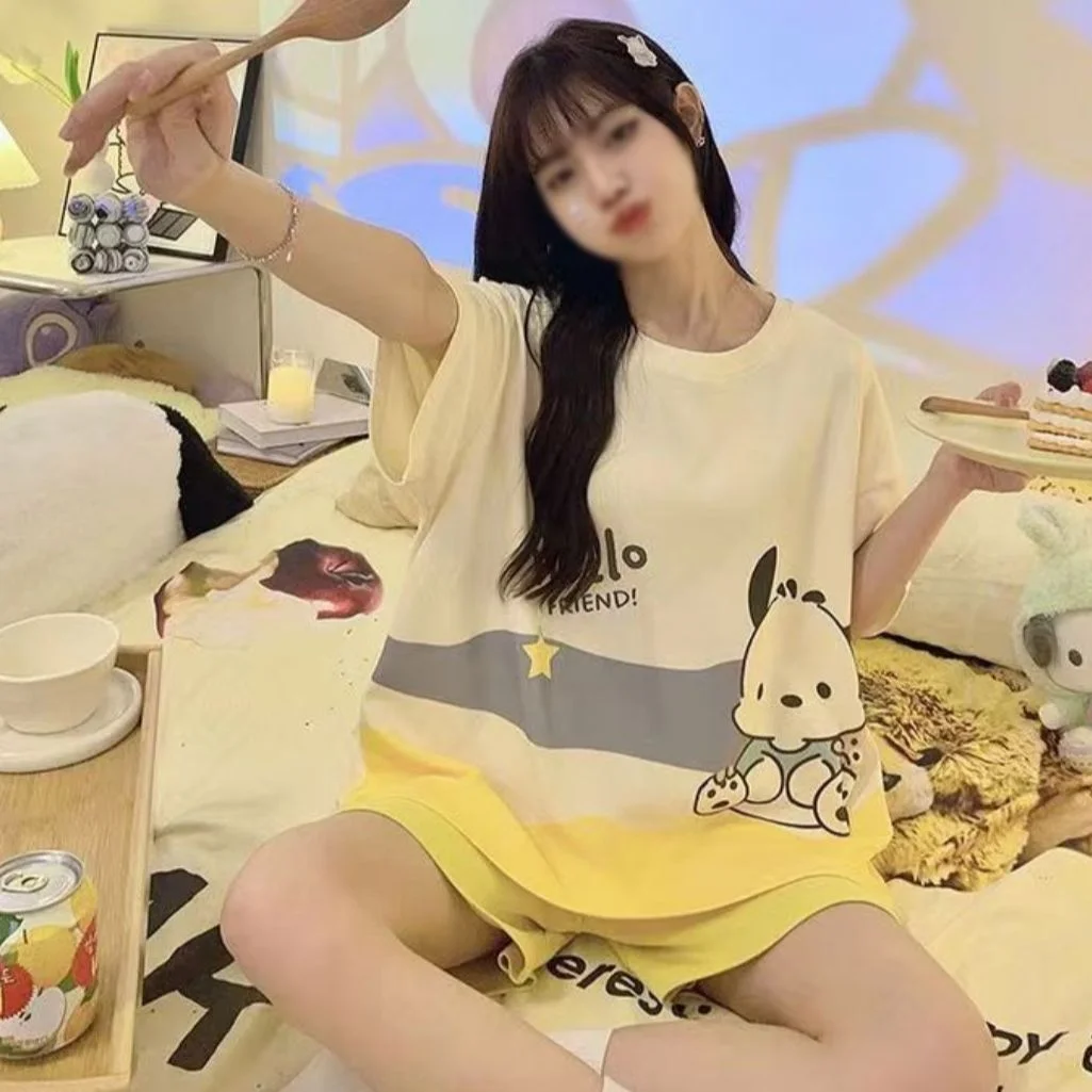 Sanrio Student Pajamas Pochacco Pyjamas Shorts Short Sleeve Sleepwear Summer Pijama Women Nightwear Casual Negligee Home Clothes
Sanrio Student Pajamas Pochacco Pyjamas Shorts Short Sleeve Sleepwear Summer Pijama Women Nightwear Casual Negligee Home Clothes