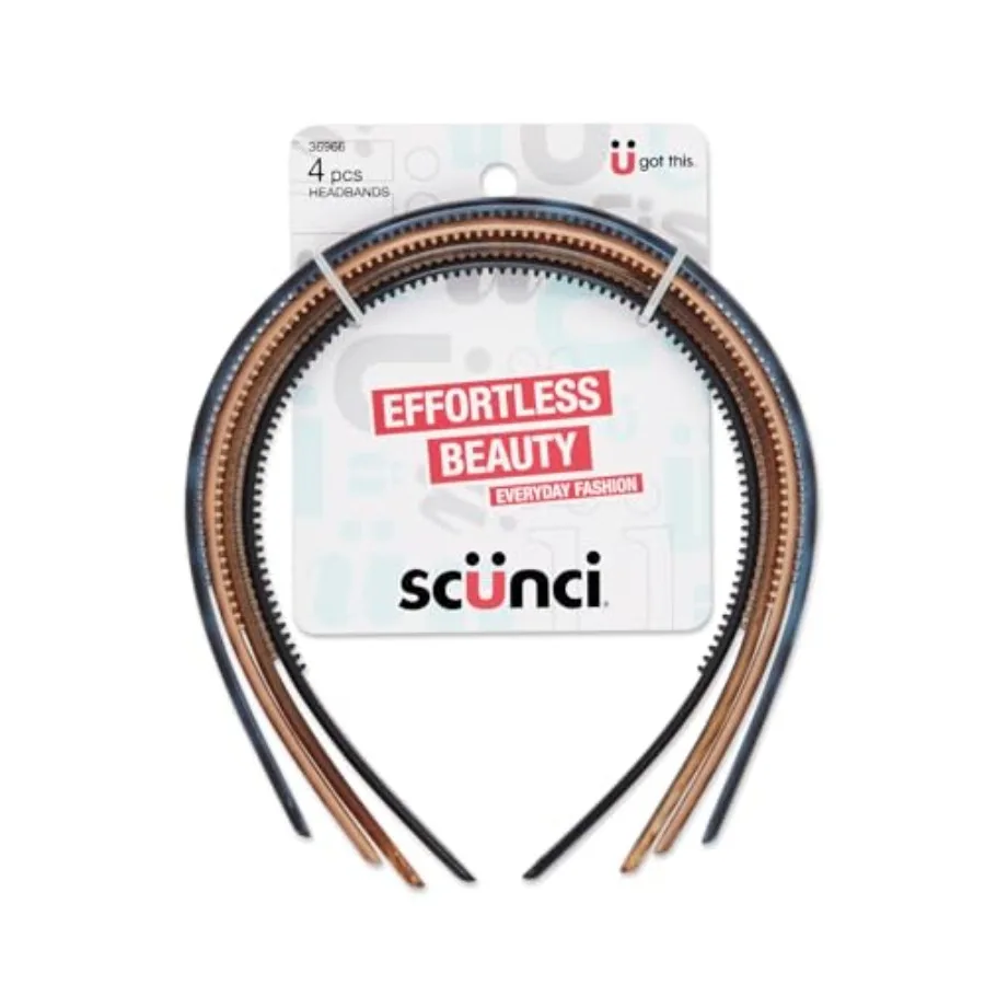 Scünci by Conair Effortless Beauty Skinny Headbands, -Damage Plastic Hairbands for Women and Men, Assorted Neutral Colors, 4 Co
Scünci by Conair Effortless Beauty Skinny Headbands, -Damage Plastic Hairbands for Women and Men, Assorted Neutral Colors, 4 Co
