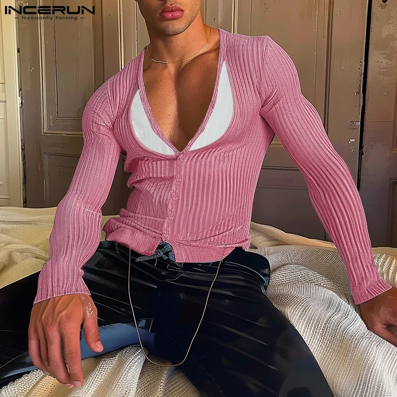 INCERUN Men Sweaters Patchwork V Neck Long Sleeve Button Knitted Casual Pullovers Streetwear 2025 Autumn Fashion Men Clothing
INCERUN Men Sweaters Patchwork V Neck Long Sleeve Button Knitted Casual Pullovers Streetwear 2025 Autumn Fashion Men Clothing