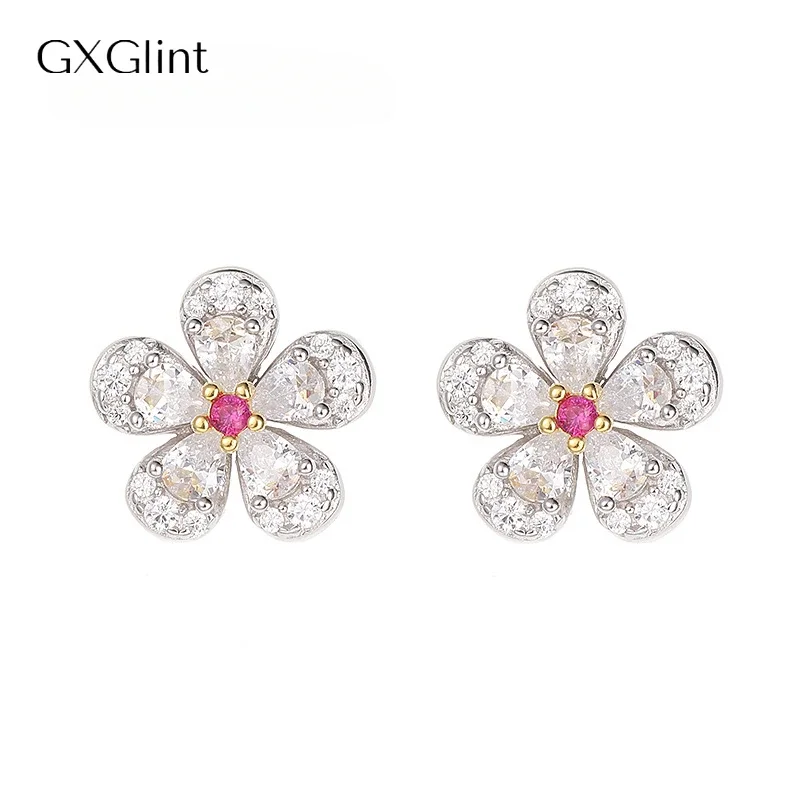 GXGlint 925 Sterling Silver Flower Earrings with Small Diamonds Stud Earrings for Women Wedding Fine Jewelry
GXGlint 925 Sterling Silver Flower Earrings with Small Diamonds Stud Earrings for Women Wedding Fine Jewelry