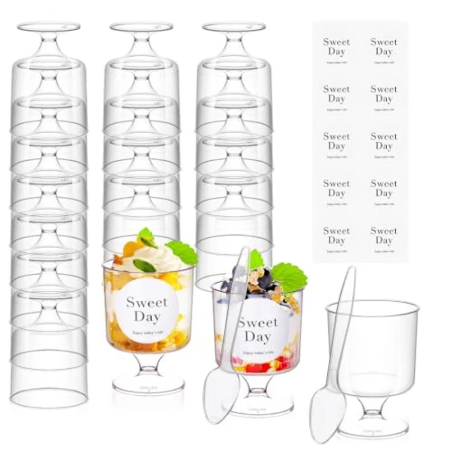 100 Pcs Dert Cups with Spoons 5 Oz Plastic Parfait Cup Disposable Appetizer Cup Round Serving Goblet Cup Dert Cup for Party Fru
100 Pcs Dert Cups with Spoons 5 Oz Plastic Parfait Cup Disposable Appetizer Cup Round Serving Goblet Cup Dert Cup for Party Fru