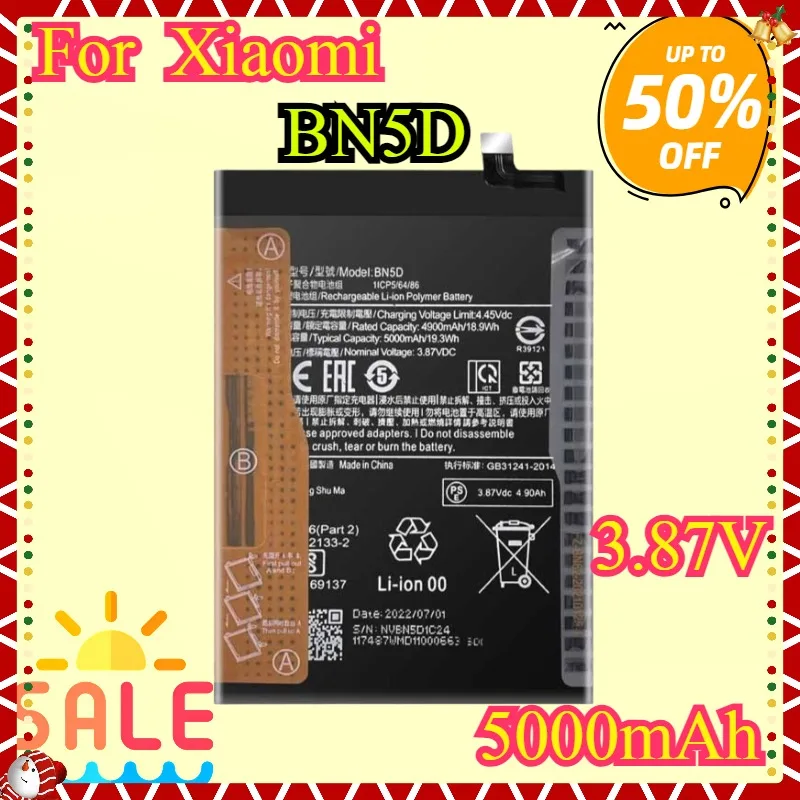 New High-quality Replaceable Battery BN5D 5000mAh BN5H BN5E for Xiaomi Redmi Note 11S 11 S Note11S M4 Pro M4Pro 4G Bateria
New High-quality Replaceable Battery BN5D 5000mAh BN5H BN5E for Xiaomi Redmi Note 11S 11 S Note11S M4 Pro M4Pro 4G Bateria