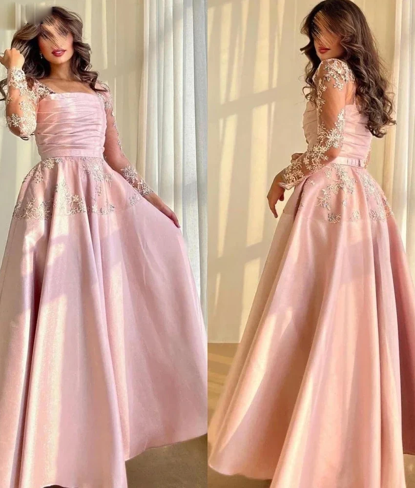 Customized Temperament Satin A-Line Lace Evening Dress Graceful Square Neck Long Sleeves Floor Length Party Gowns Custom Made
Customized Temperament Satin A-Line Lace Evening Dress Graceful Square Neck Long Sleeves Floor Length Party Gowns Custom Made