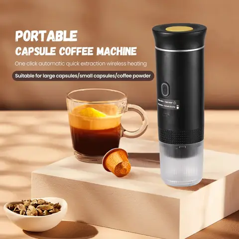 3-in-1 Wireless Electric Portable Espresso Coffee Machine for Car & Home Camping Coffee Maker Capsule Powder Travel Coffee Maker