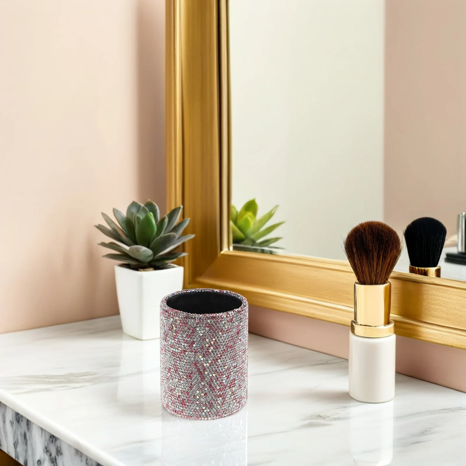 Decorative Pen Holder for Desk Glitter Makeup Brush Container Standing Vanity Organizer with Stable Base Cosmetics Box for Women
Decorative Pen Holder for Desk Glitter Makeup Brush Container Standing Vanity Organizer with Stable Base Cosmetics Box for Women