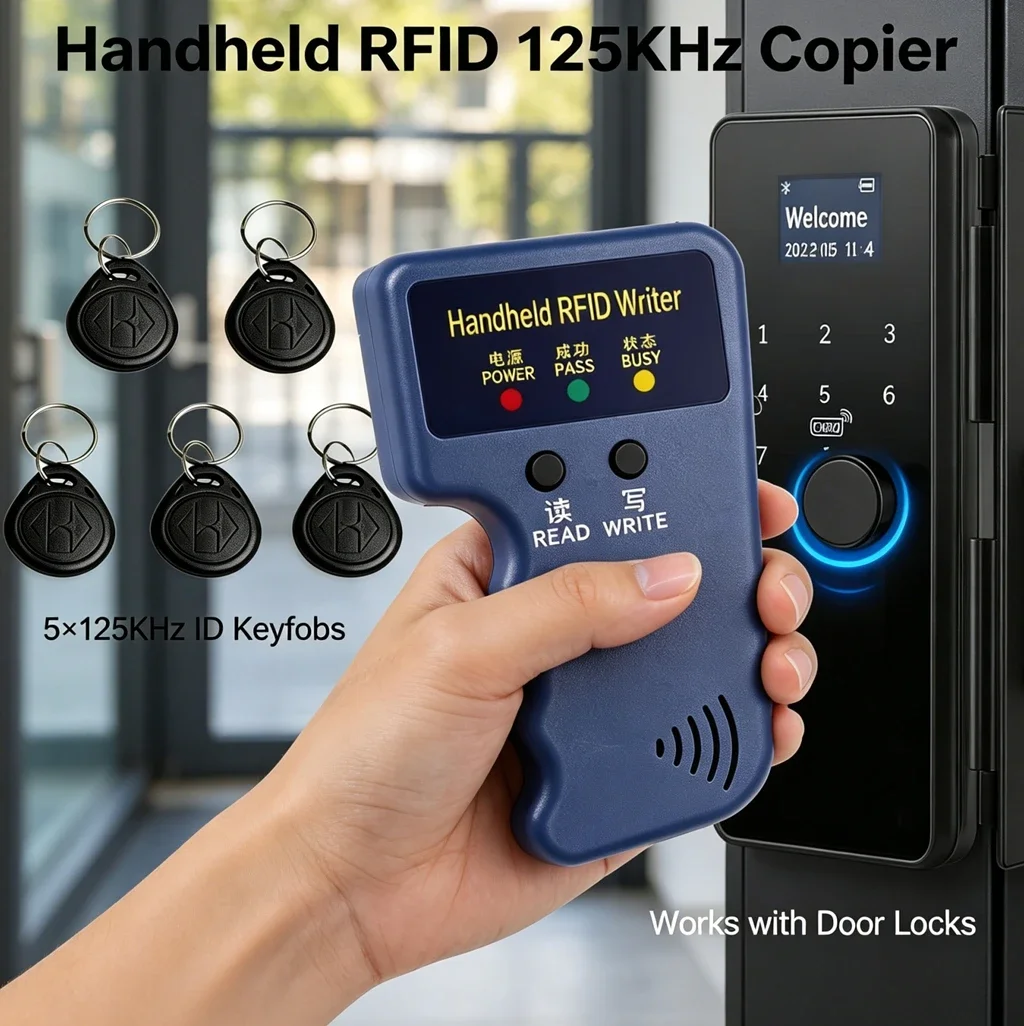 DIXSG For T5577 Compatible 125Khz RFID Copier-Handheld ID Card Writer With 6 Key Fobs& 6 Blank Cards
DIXSG For T5577 Compatible 125Khz RFID Copier-Handheld ID Card Writer With 6 Key Fobs& 6 Blank Cards