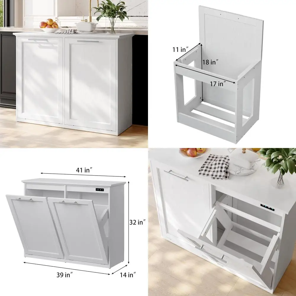 Quick-Install Wooden Trash Bin Cabinet, Holds 2x13 Gallons, Ideal for Kitchen & Dining Room, White
Quick-Install Wooden Trash Bin Cabinet, Holds 2x13 Gallons, Ideal for Kitchen & Dining Room, White