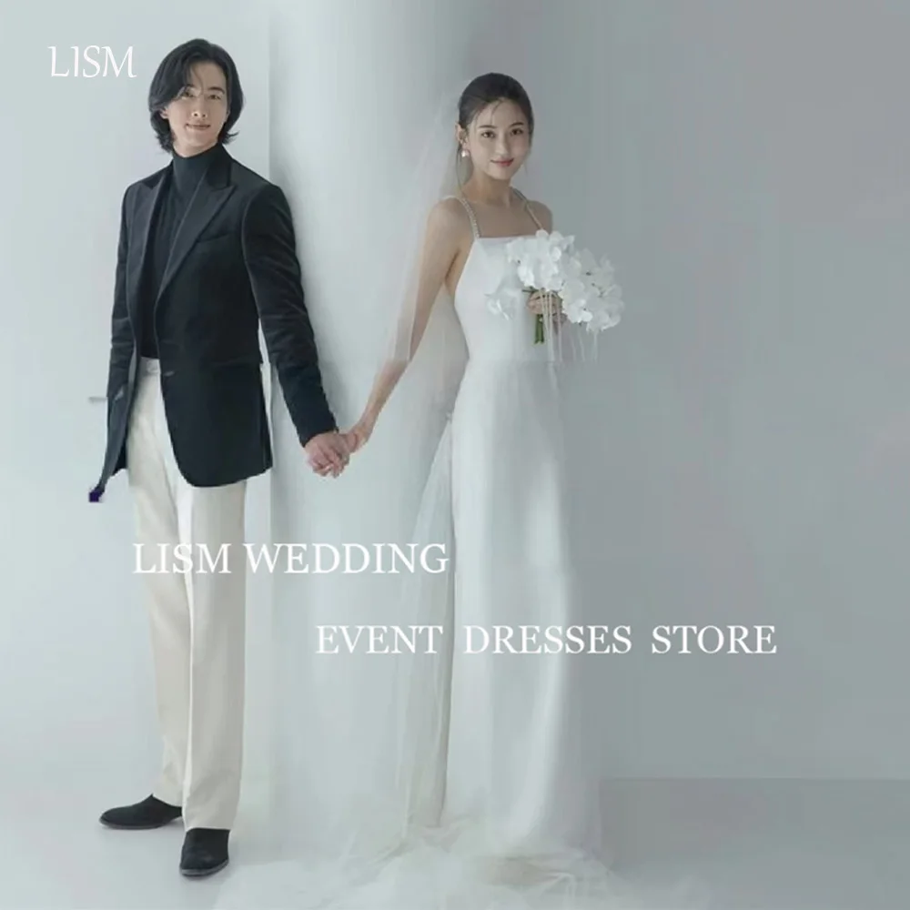 LISM Simple White Wedding Dresses Spaghetti Straps Thick Satin Bride Gowns Corset Back Customized Elegant Mariage
LISM Simple White Wedding Dresses Spaghetti Straps Thick Satin Bride Gowns Corset Back Customized Elegant Mariage