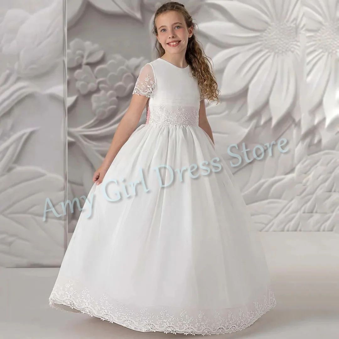 Customized Elegant Flower Girl Dress For Wedding Lace Appliques With Bow Simple Princess First Communion Quinceanera Prom Gown
Customized Elegant Flower Girl Dress For Wedding Lace Appliques With Bow Simple Princess First Communion Quinceanera Prom Gown