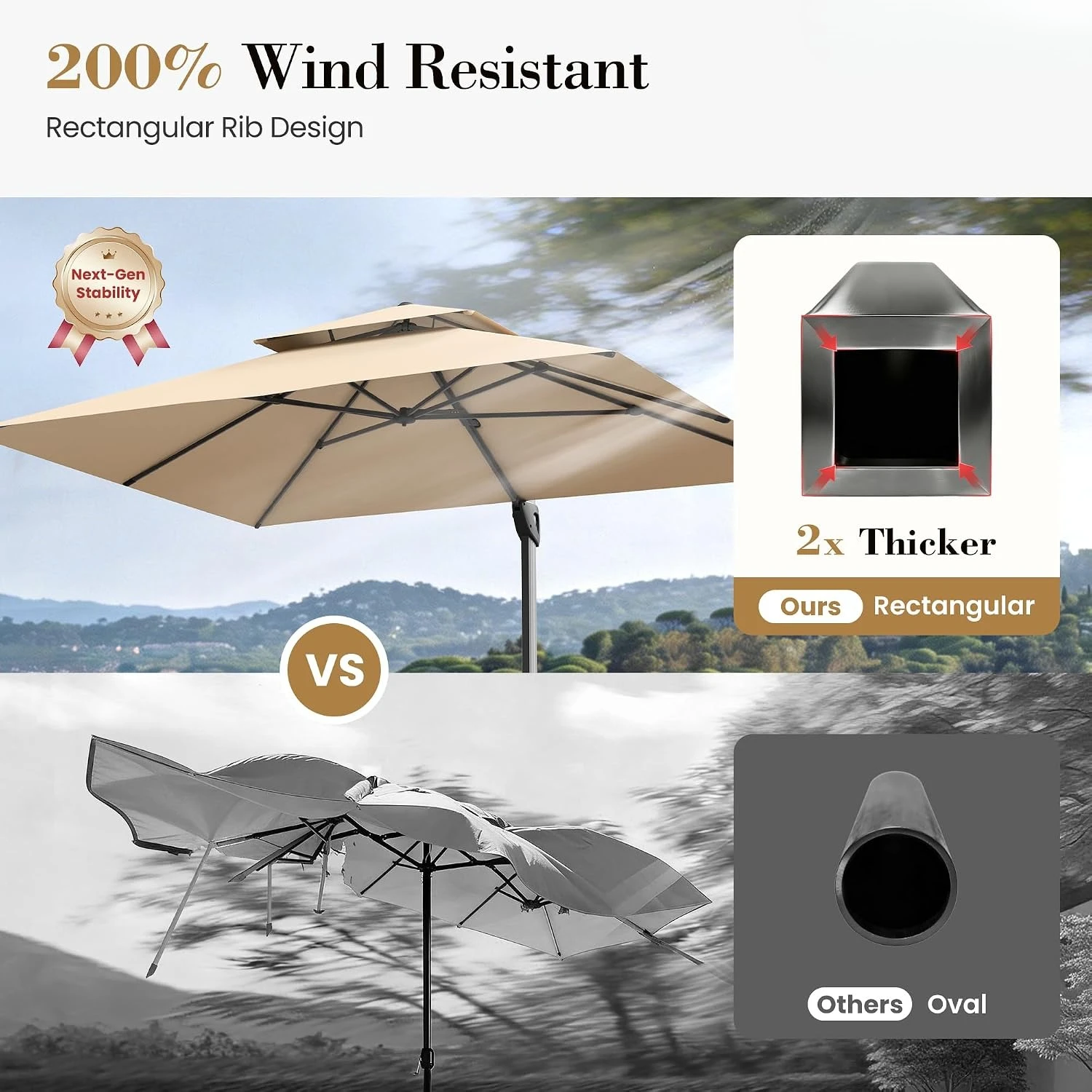 12ft Cantilever Patio Umbrella with Base, Outdoor Offset Rectangular Umbrella with 360-Degree Rotation, Aluminum Pole, Custom
12ft Cantilever Patio Umbrella with Base, Outdoor Offset Rectangular Umbrella with 360-Degree Rotation, Aluminum Pole, Custom