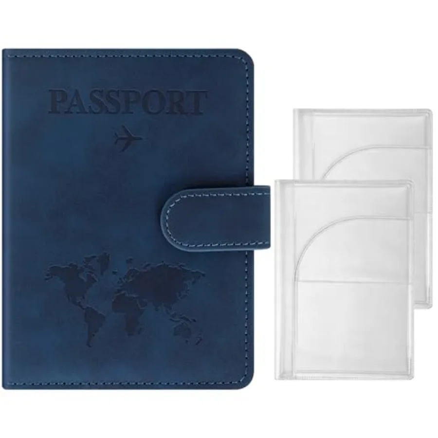 3-Pack Passport Holder Set RFID Blocking PU Leather Travel Passport Wallet with Magnetic Button + 2 Clear PVC Passport Covers P
3-Pack Passport Holder Set RFID Blocking PU Leather Travel Passport Wallet with Magnetic Button + 2 Clear PVC Passport Covers P