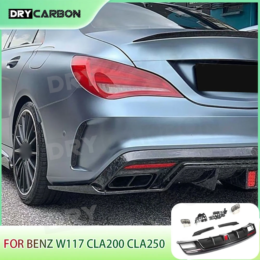 Carbon Fiber Rear Bumper Diffuser Side Splitters Exhaust Tips for Benz CLA Class W117 CLA200 CLA250 260 CLA45 2013-2018
Carbon Fiber Rear Bumper Diffuser Side Splitters Exhaust Tips for Benz CLA Class W117 CLA200 CLA250 260 CLA45 2013-2018