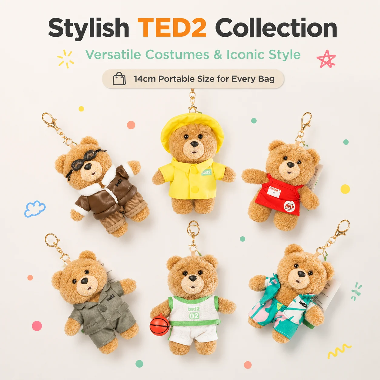 Official Licensed TED2 Teddy Bear Keychain 14cm Soft Plush Bear Pendant Cute Multi Outfit Stuffed Charms Bag Backpack Decor Gift
Official Licensed TED2 Teddy Bear Keychain 14cm Soft Plush Bear Pendant Cute Multi Outfit Stuffed Charms Bag Backpack Decor Gift
