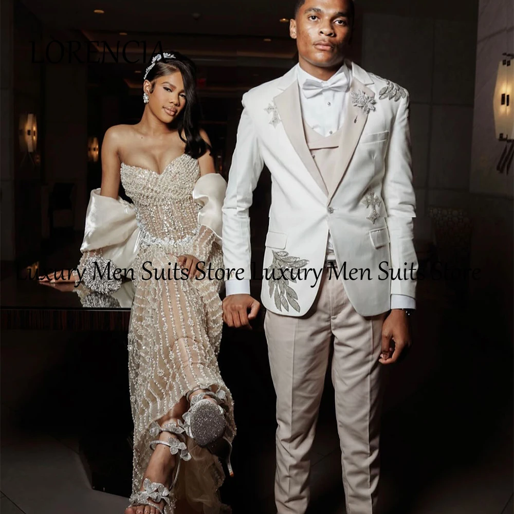 Simple Crystal Ornaments Male Suits 3 Pieces Single Breasted Tuxedos for Groom Customized Blazer Pants Vest zomerset heren
Simple Crystal Ornaments Male Suits 3 Pieces Single Breasted Tuxedos for Groom Customized Blazer Pants Vest zomerset heren