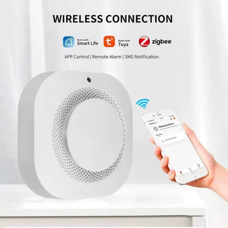 Tuya Smart Zigbee Беспроводная датчик дыма Приложение Push-уведомление и управление Голосовая сигнализация Диапазон подсказок Alexa Google Assistant
Tuya Smart Zigbee Беспроводная датчик дыма Приложение Push-уведомление и управление Голосовая сигнализация Диапазон подсказок Alexa Google Assistant