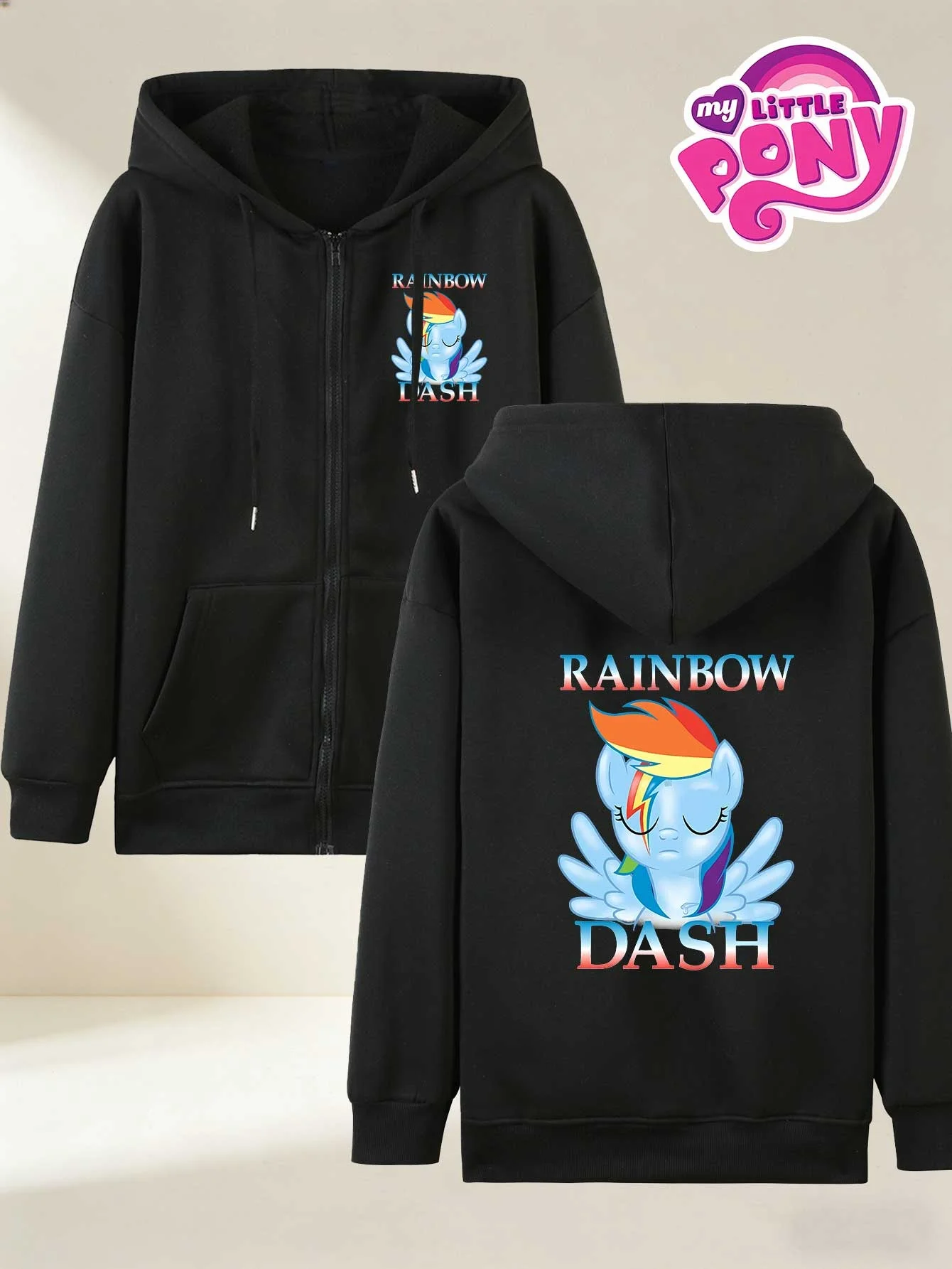 Autumn And Winter Women'S Hooded Sweatshirt, in Collaboration with My Little Pony. Features a Playful Cartoon Print of Rainbow
Autumn And Winter Women'S Hooded Sweatshirt, in Collaboration with My Little Pony. Features a Playful Cartoon Print of Rainbow
